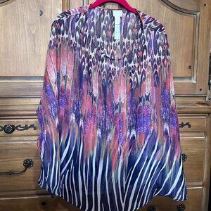 Chico's Women's Multi-color Leopard Poncho
